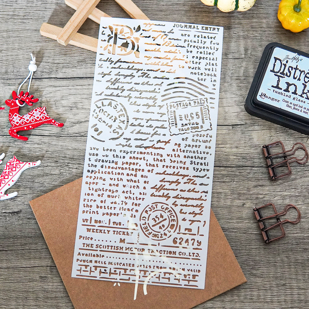 1pc Stamp Text Background Plastic Stencil DIY Scrapbooking Embossing Stencils