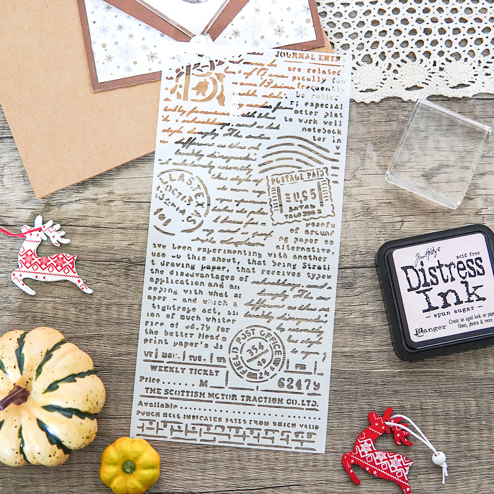 1pc Stamp Text Background Plastic Stencil DIY Scrapbooking Embossing Stencils