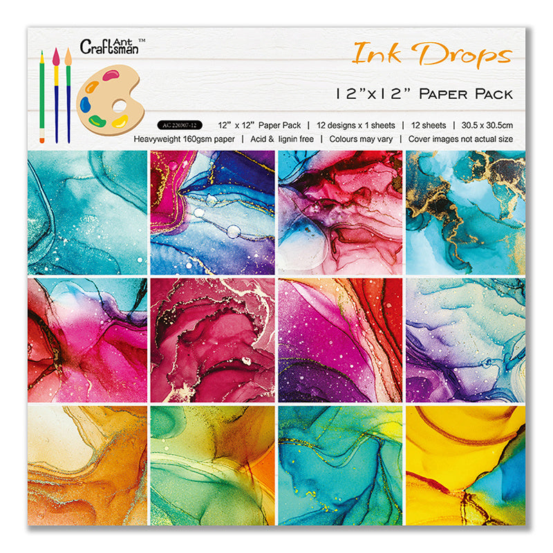 12pcs Colorful Wave Dot Marble Pattern Scrapbook Background Paper Non-Adhesive