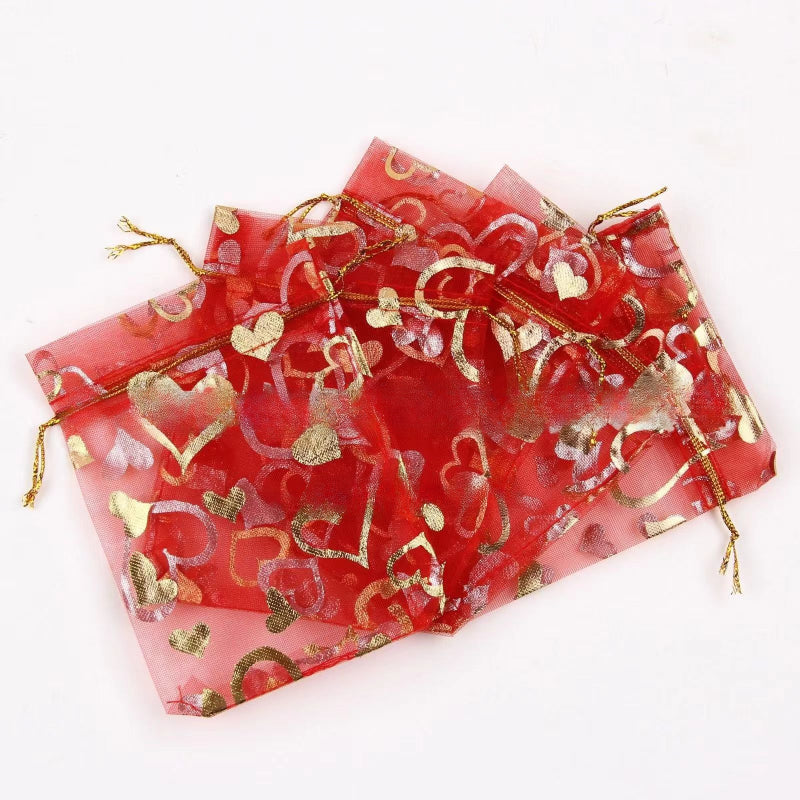 100pcs Colorful Drawstring Organza Bags 7x9cm Jewelry Packaging Party Pouches