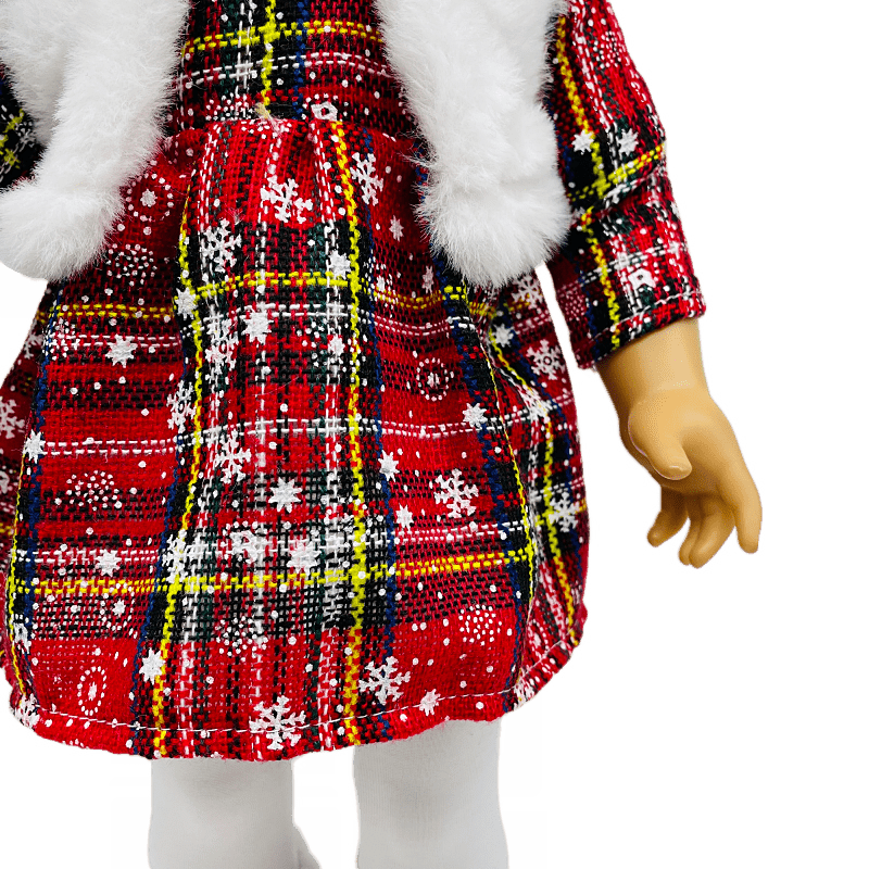 Christmas Dress Vest Red Lattice Dress And Leggings Christmas Deer Horn Hairpin