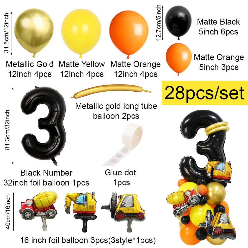28pcs Construction Theme Number Truck Birthday Party Supplies