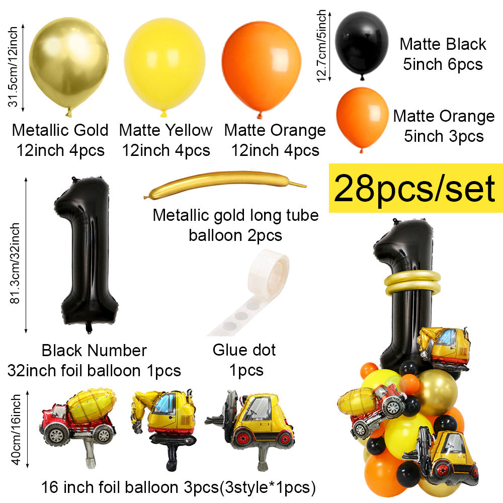 28pcs Construction Theme Number Truck Birthday Party Supplies