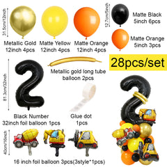 28pcs Construction Theme Number Truck Birthday Party Supplies