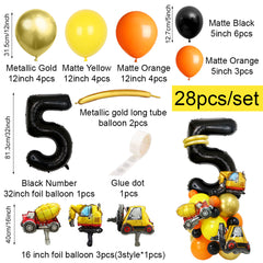 28pcs Construction Theme Number Truck Birthday Party Supplies