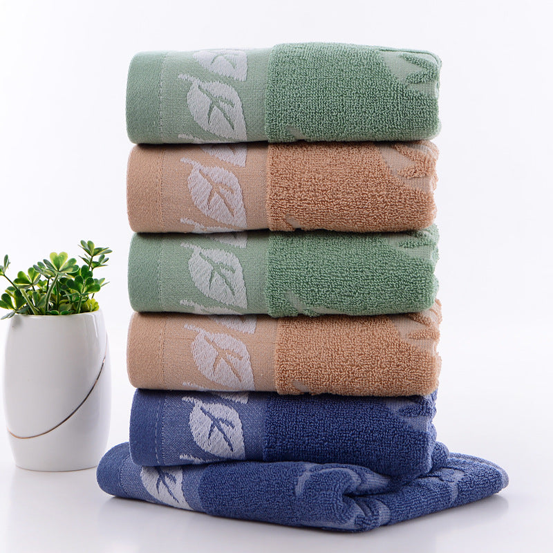 Leaf Pattern Hand Towel Soft Cotton Absorbent Towel for Home Bathroom