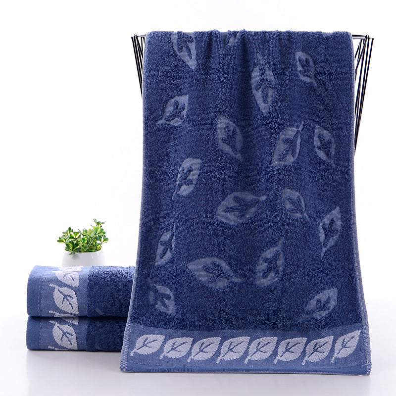 Leaf Pattern Hand Towel Soft Cotton Absorbent Towel for Home Bathroom