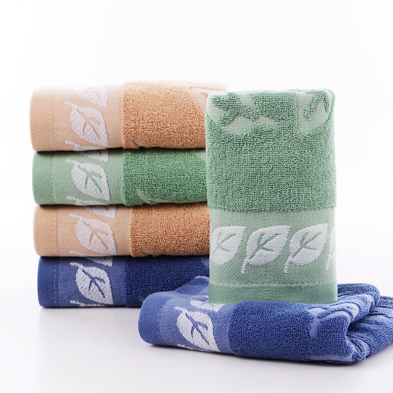 Leaf Pattern Hand Towel Soft Cotton Absorbent Towel for Home Bathroom