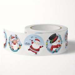 500pcs Cartoon Merry Christmas Santa Sticker Roll Xmas Cards Packa