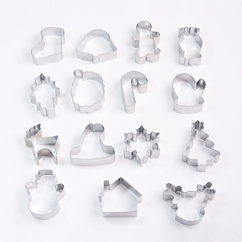 15pcs Christmas Cookie Cutters Stainless Steel Pastry Cutters Biscuit Molds