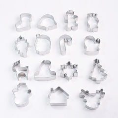 15pcs Christmas Cookie Cutters Stainless Steel Pastry Cutters Biscuit Molds