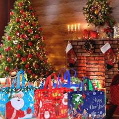 4pcs Large Christmas Tote Gift Bags 32 x 24 x 17cm With Handles