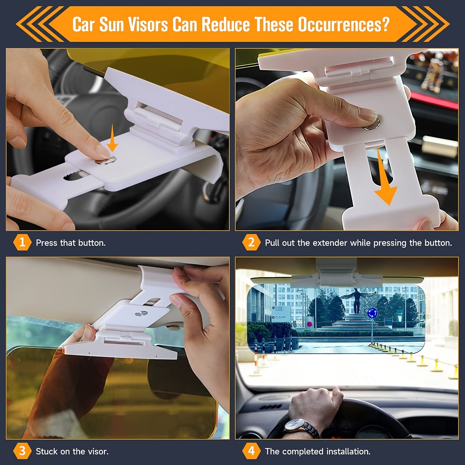 2 in 1 Car Sun Visor Night Anti Glare UV Blocking Sunscreen Non Glare Goggles