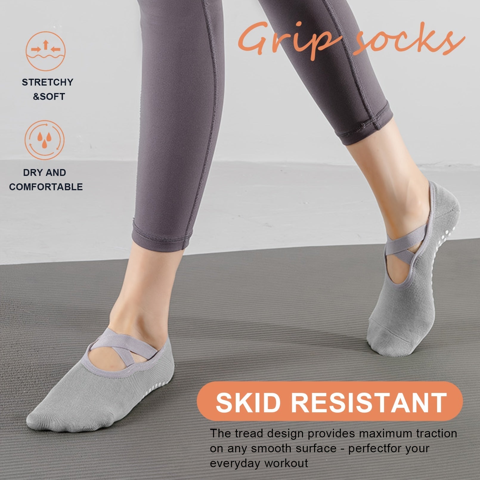 Women's Non Slip Cross Strap Yoga Socks