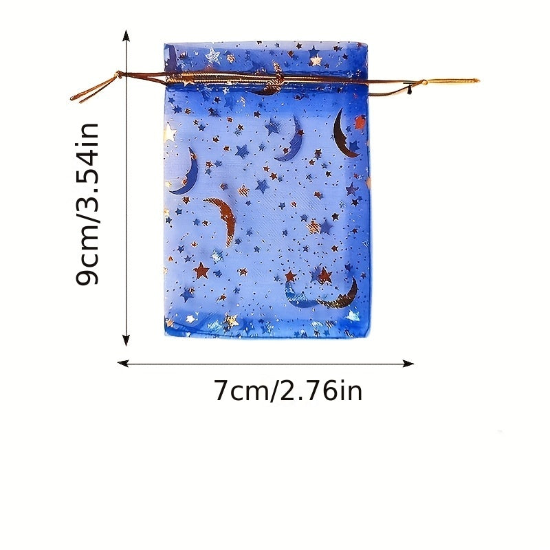 50pcs Mixed Moon Star Organza Bags Jewelry Gift Bags Wedding Party Cookie Bags