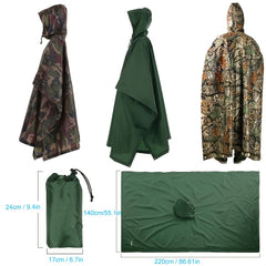 3 in 1 Waterproof Poncho Rain Coat Camping Mat Backpack Cover for Women Men