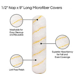 6pcs Pro Level Roller Cover 1/2 X 9 Inch Microfiber Sleeves