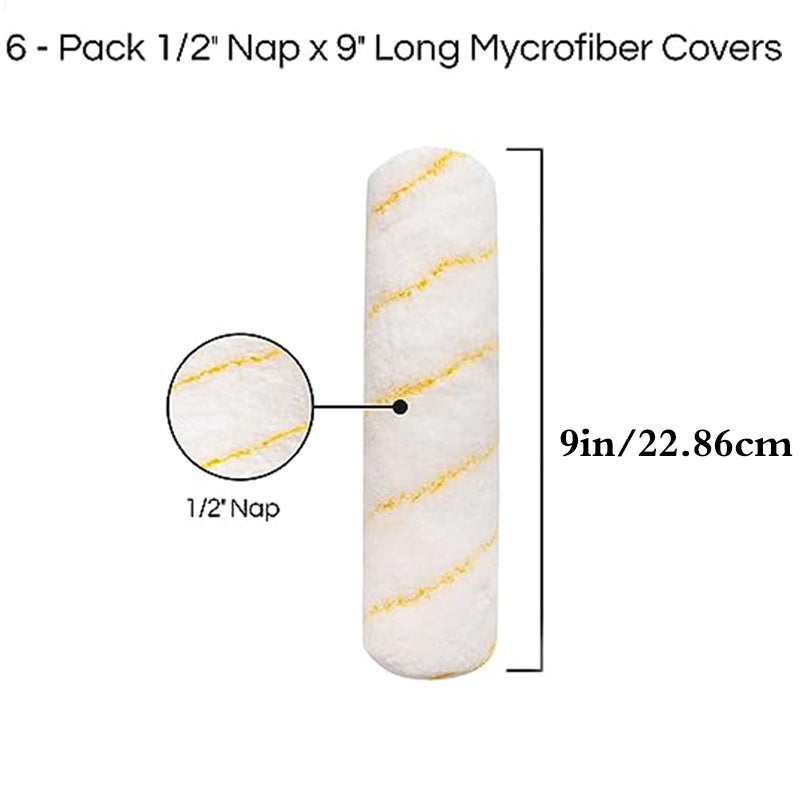 6pcs Pro Level Roller Cover 1/2 X 9 Inch Microfiber Sleeves