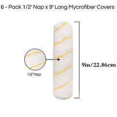 6pcs Pro Level Roller Cover 1/2 X 9 Inch Microfiber Sleeves