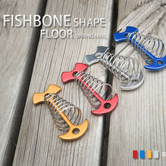 Spring Fishbone Ground Nail Deck Anchor Pegs for Camping Tent Canopy