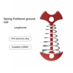 Spring Fishbone Ground Nail Deck Anchor Pegs for Camping Tent Canopy