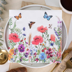 20pcs Spring Butterfly Flower Napkins for Holiday Party Wedding Decor