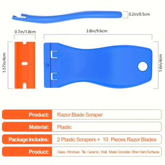 2pcs Plastic Razor Blades Scraper Tool - Remove Wall Paint Stickers Vinyl Adhesi
