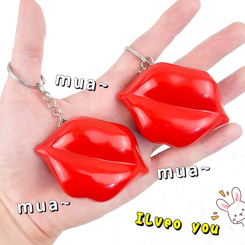 Kiss Voice Lip Keychain Pendant Induction Sound Prank Toy