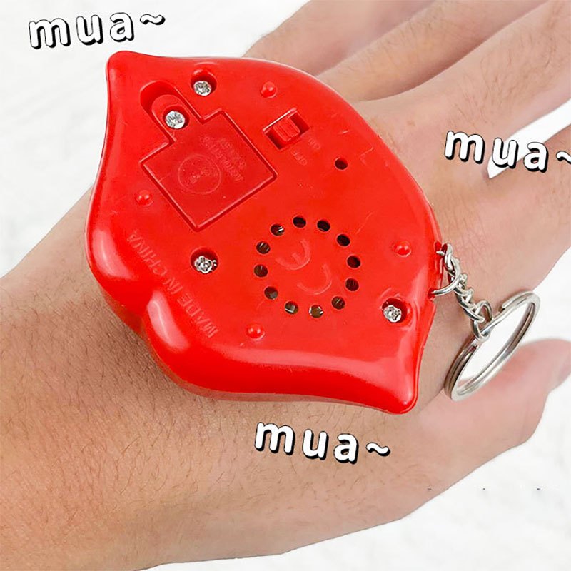 Kiss Voice Lip Keychain Pendant Induction Sound Prank Toy