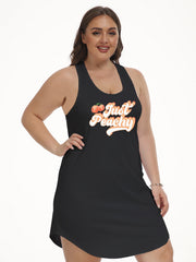  Peach Art Letter Print Lounge Dress