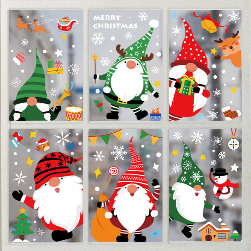 Santa Claus Reindeer Electrostatic Stickers Christmas Decor