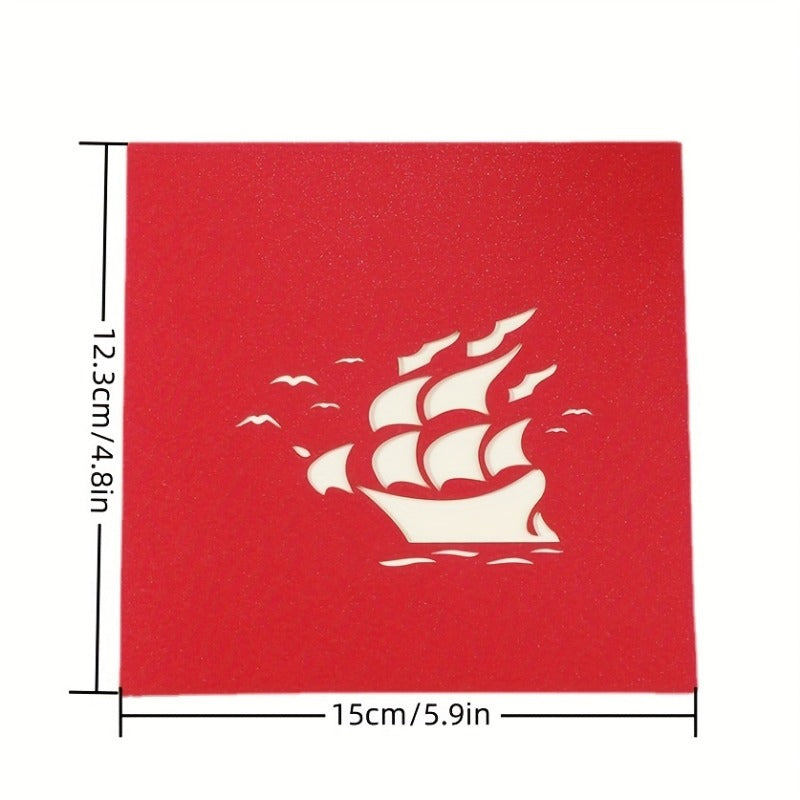 3D Pop Up Card Sailing Model Birthday Cake Greeting Card Note Card And Envelope