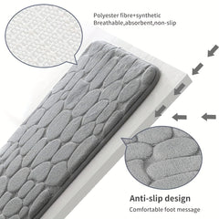 Soft Memory Foam Bathroom Rug with Cobblestone Embossment