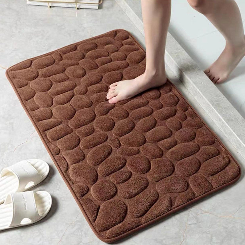 Soft Memory Foam Bathroom Rug with Cobblestone Embossment
