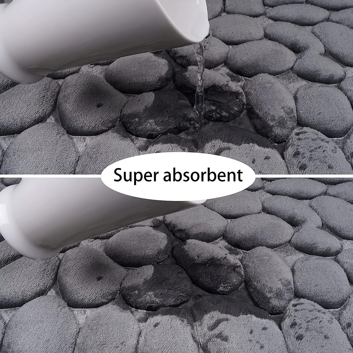 Soft Memory Foam Bathroom Rug with Cobblestone Embossment
