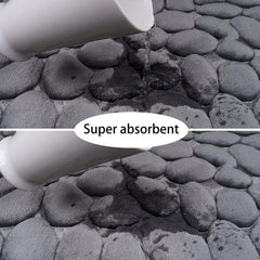 Soft Memory Foam Bathroom Rug with Cobblestone Embossment