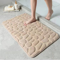 Soft Memory Foam Bathroom Rug with Cobblestone Embossment