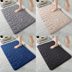 Soft Memory Foam Bathroom Rug with Cobblestone Embossment