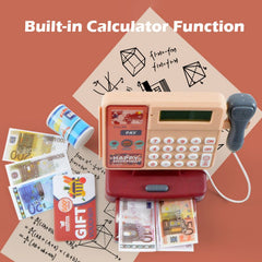 Kids Cash Register Pretend Play Toy with Scanner and Credit Card