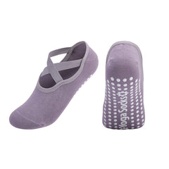 Women's Non Slip Yoga Socks with Cross Strap Grips