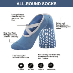 Women's Non Slip Yoga Socks with Cross Strap Grips