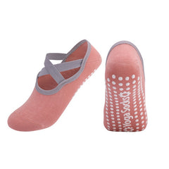 Women's Non Slip Yoga Socks with Cross Strap Grips