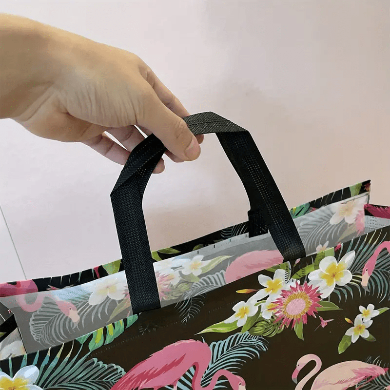 3PCS Christmas Gift Bags Flamingo Tote Bags Non Woven Foldable Reusable