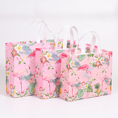 3PCS Christmas Gift Bags Flamingo Tote Bags Non Woven Foldable Reusable
