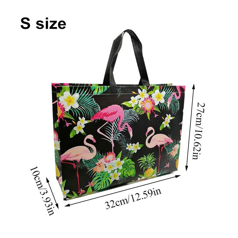 3PCS Christmas Gift Bags Flamingo Tote Bags Non Woven Foldable Reusable
