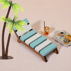 Mini Beach Chair & Coconut Tree Dollhouse Set - Pretend Play Gift