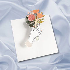 1pc Purple Flowers Greeting Cards For Women