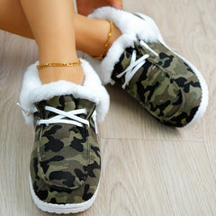 Women's Camo Pattern Non-slip Sneakers Warm Sport Shoes