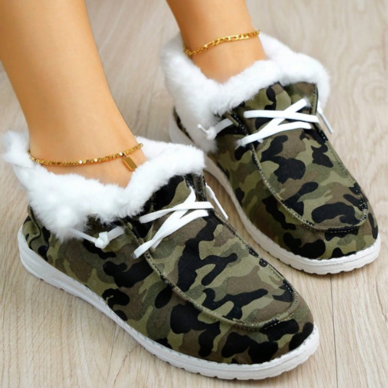 Women's Camo Pattern Non-slip Sneakers Warm Sport Shoes