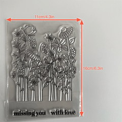 Floral Garden Clear Silicone Stamp for DIY Scrapbooking, Reusable Seal Stamp